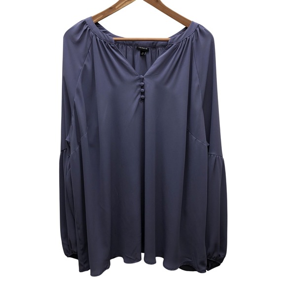 Torrid Blouse Womens 4 Purple Long‎ Sleeve Button Front Flowy Boho Top Plus Size - Picture 1 of 12